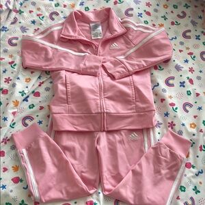 Adidas Light Pink Tracksuit with White Accents